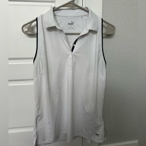 PUMA White Sleeveless Golf Polo Shirt